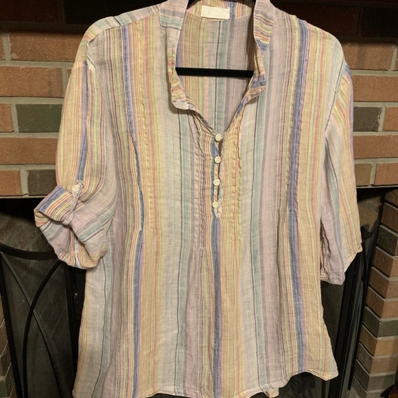 CP Shades Tops - S gauzy flowy 100% linen candy stripes cp shades shirt